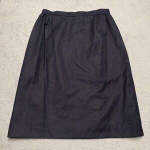 Vintage Christian Dior Skirt 4 Navy Pin Stripe Midi Lined Luxury Career Acedemia